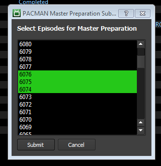 Dialog Box showing Master Prep Timelines