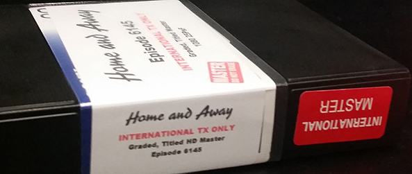 Spine of a tape case for a Home and Away International Master